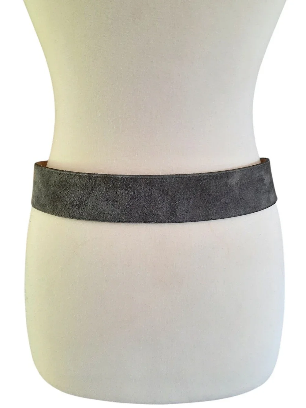 Vintage ANN TAYLOR Gray Suede Wide Classic Belt w/Gold Buckle Sz M/L